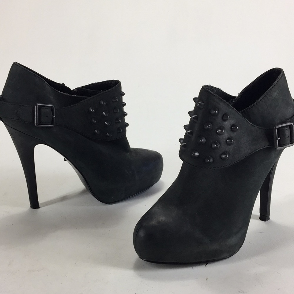 ASH Studded Cuff Ankle Booties Black Leather